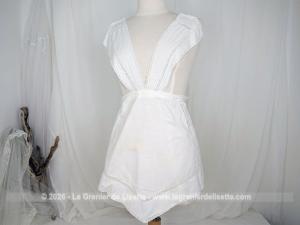 Ancien et beau tablier « soubrette » à plastron fait main