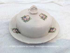 Beurrier vintage en porcelaine polonaise « Tułowice » décor style Watteau