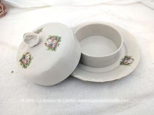 Beurrier vintage en porcelaine polonaise « Tułowice » décor style Watteau