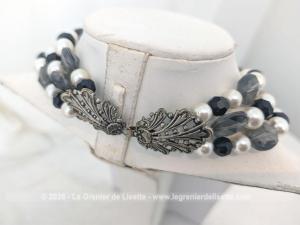 Original ras de cou 3 rangs perles 3 couleurs fermoir ouvragé