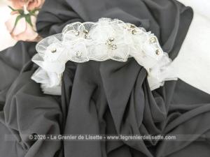Diadème ou couronne mariée vintage fleurs tulle et strass