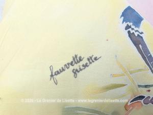 Coussin soie peint Oiseau Fauvette Grisette déhoussable