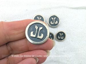 Lot 7 boutons métal argenté monogrammes JL