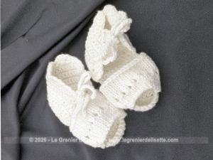 Chaussons vintage bébé style « sandale » crochet coton