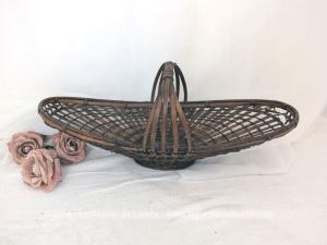 Panier navette en osier tressé vintage