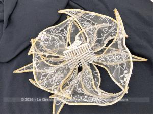 RESERVE – Superbe peigne chignon mariée ou danseuse étoile tulles, dentelle et strass