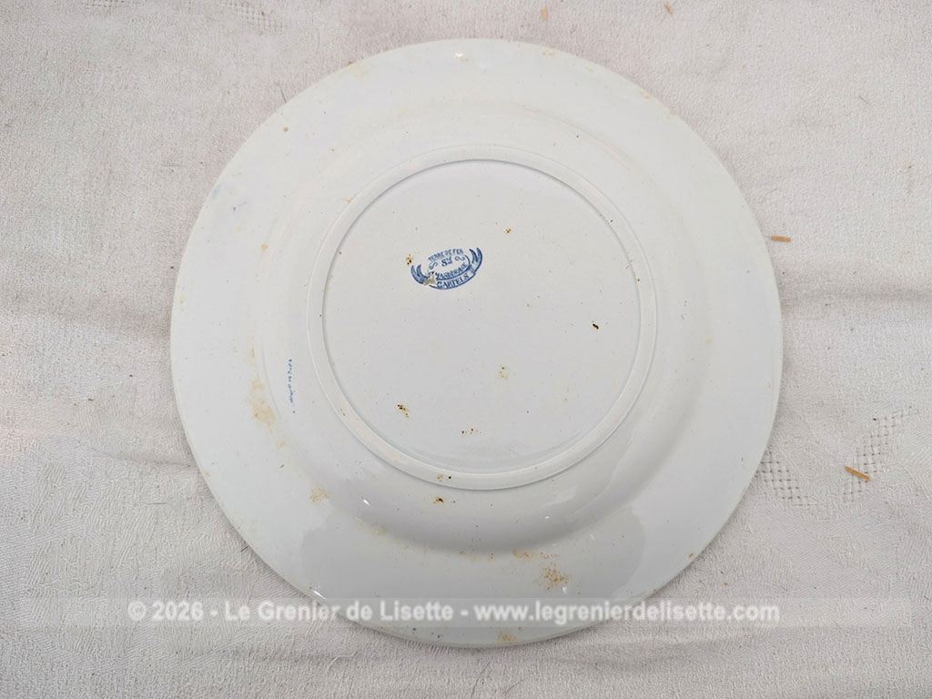 Voici un superbe lot de 7 assiettes anciennes en terre de fer de la manufacture de Saint Amand.