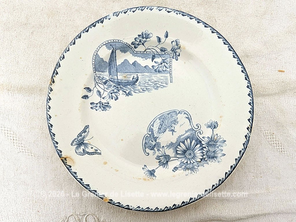Voici un superbe lot de 7 assiettes anciennes en terre de fer de la manufacture de Saint Amand.