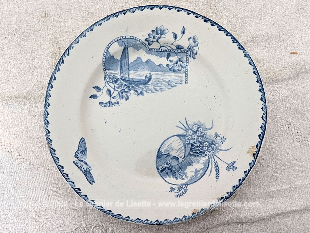 Voici un superbe lot de 7 assiettes anciennes en terre de fer de la manufacture de Saint Amand.