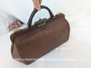 Sac vintage cuir fauve style médecin ou infirmier rétro