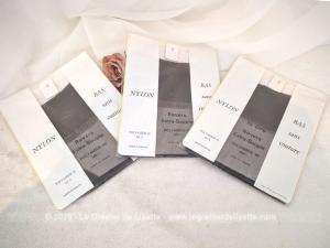 Lot 3 paires bas nylon Valdérau des Etablissements Mérieux années 60/70